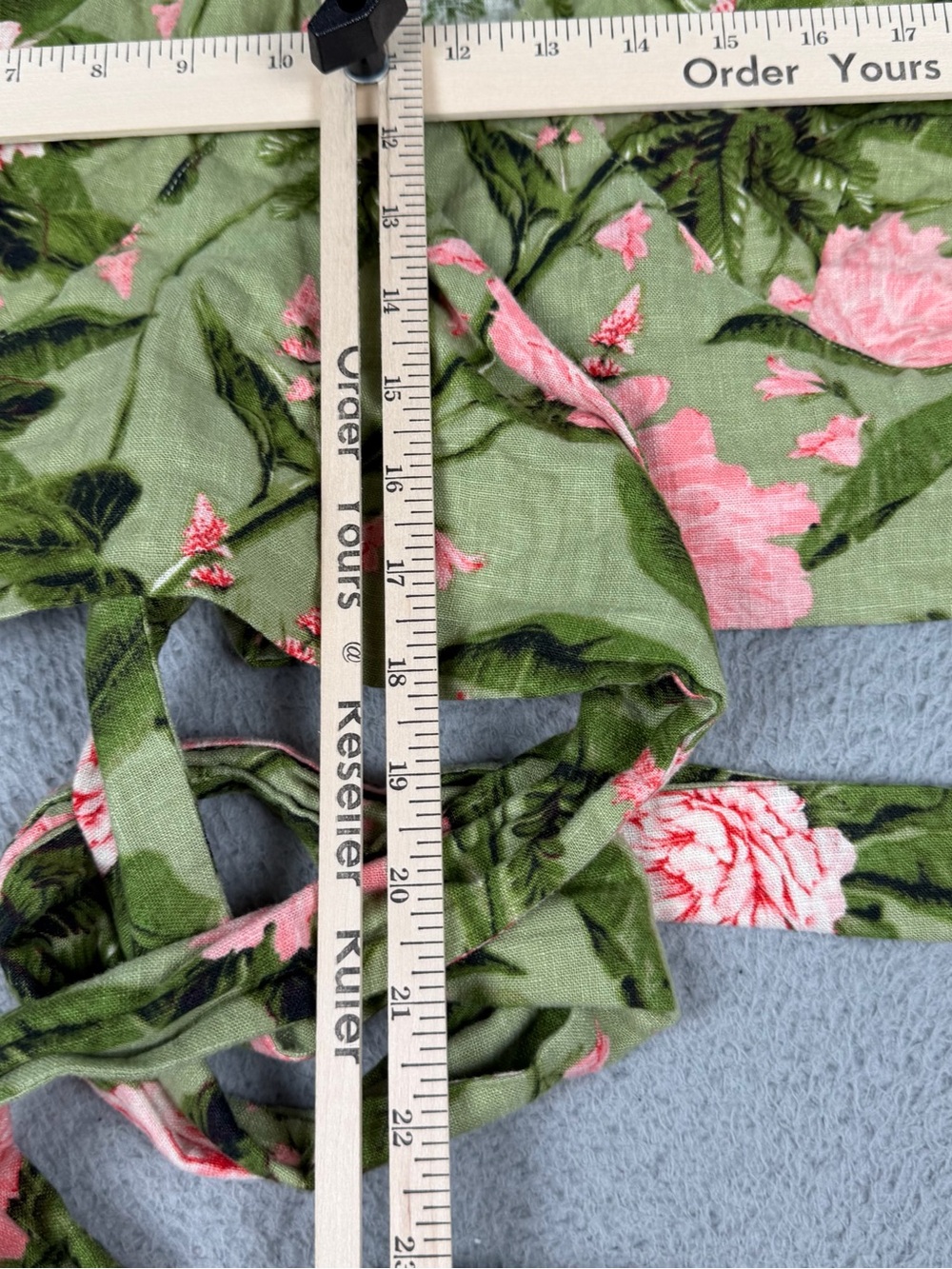 Agua Bendita x Target Tie Wrap Top Womens XXL Green Peony Print Linen Blend - Picture 9 of 10